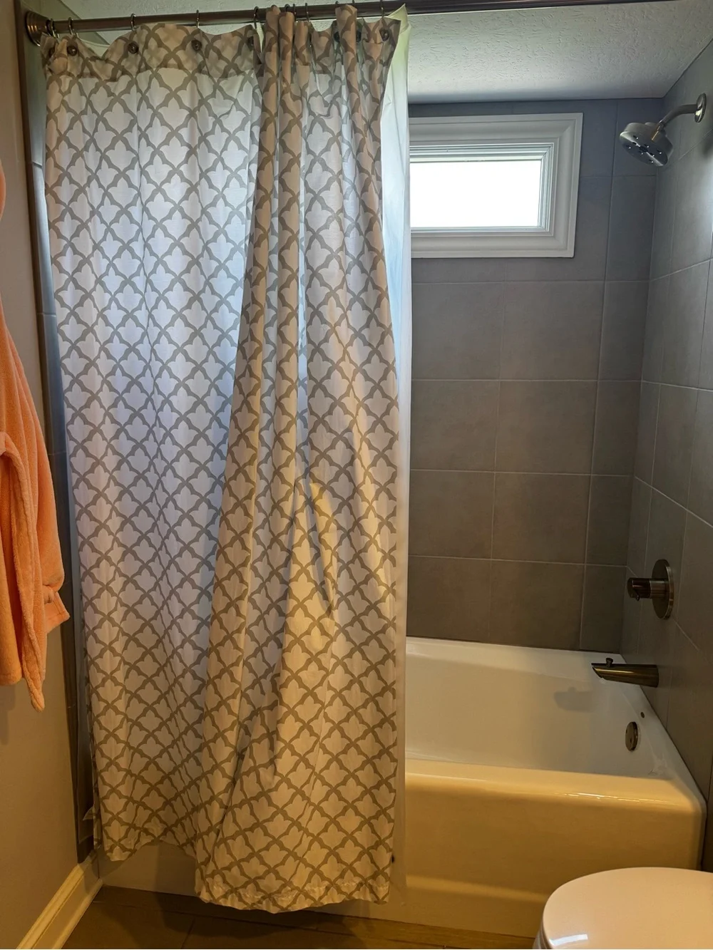 Pottery Barn White and Gray Trellis Shower Curtain